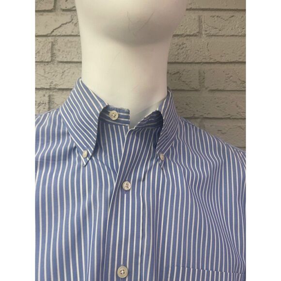 Brooks Brothers Non-Iron Stripe Long Sleeve Button Down Shirt Size 17 4/5 - Picture 5 of 10